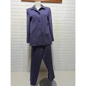 Bleyle Purple Vintage Flannel Wool Button Front Pant Suit Size 12